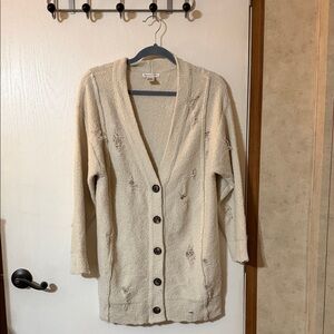 Love Tree Cream Distressed Button-Up Cardigan